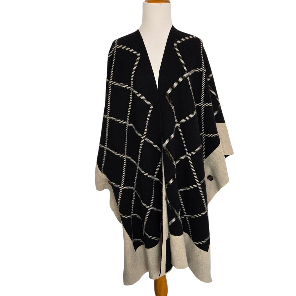 Barbour Women Wool Cape Old Money Oversized Cosmia Windowpane Timeless OS